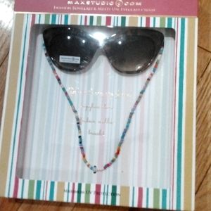 - Max Studio tortoise sunglasses and colorful beads eyeglass chain